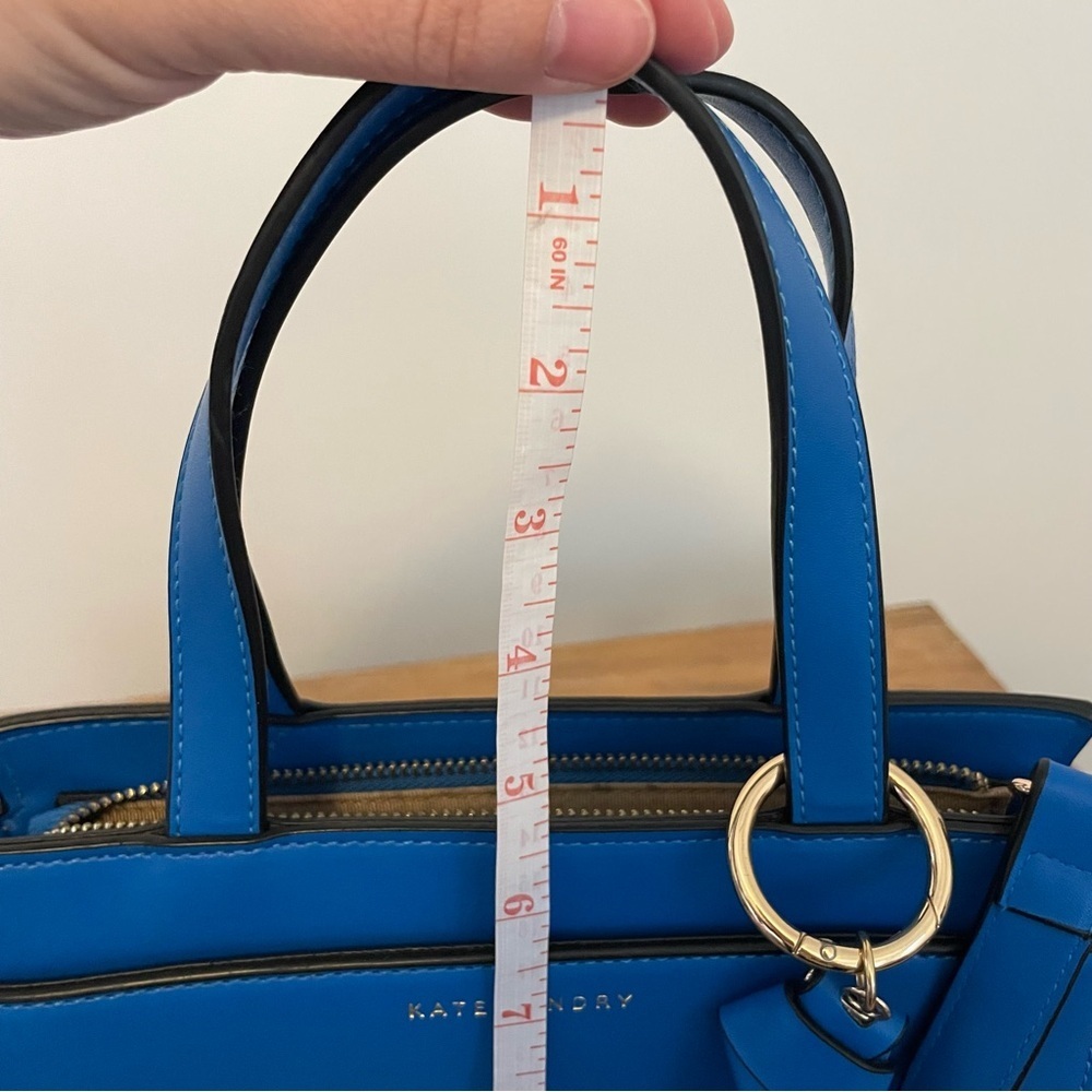 Kate Landry Blue and Gold Round Satchel Crossbody Handbag - Picture 7 of 10